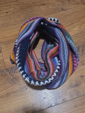 Multicolor Striped Knit Infinity Scarf